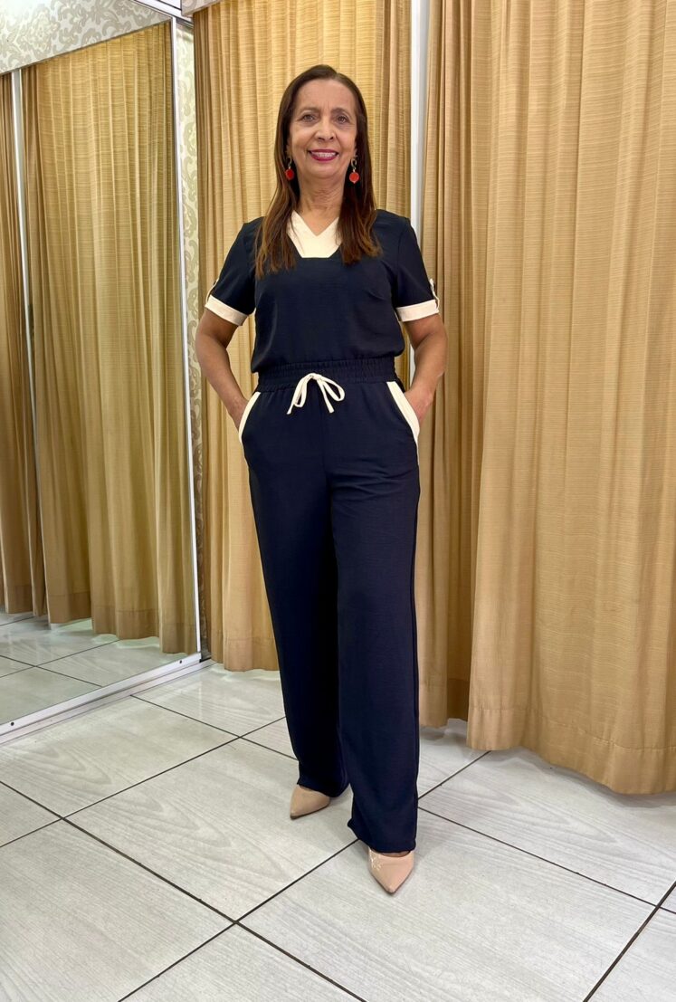 Conjunto bicolor preto/bege