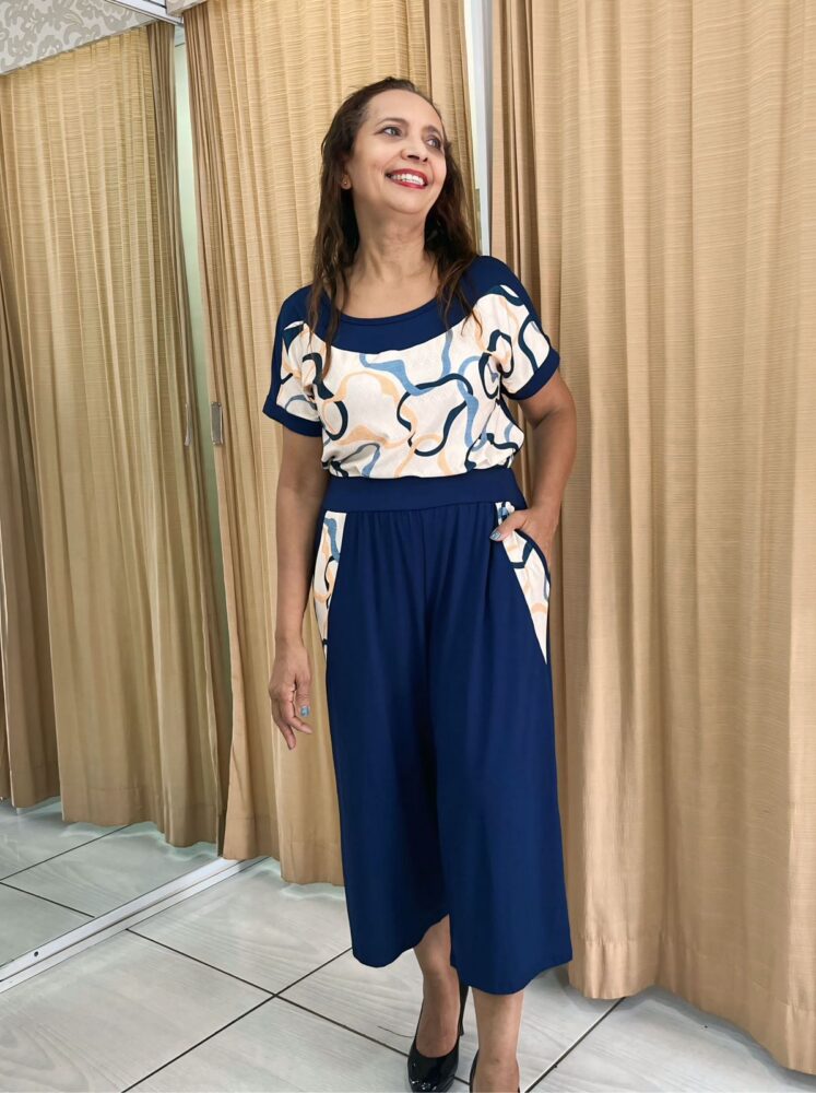 conjunto pantacourt estampado