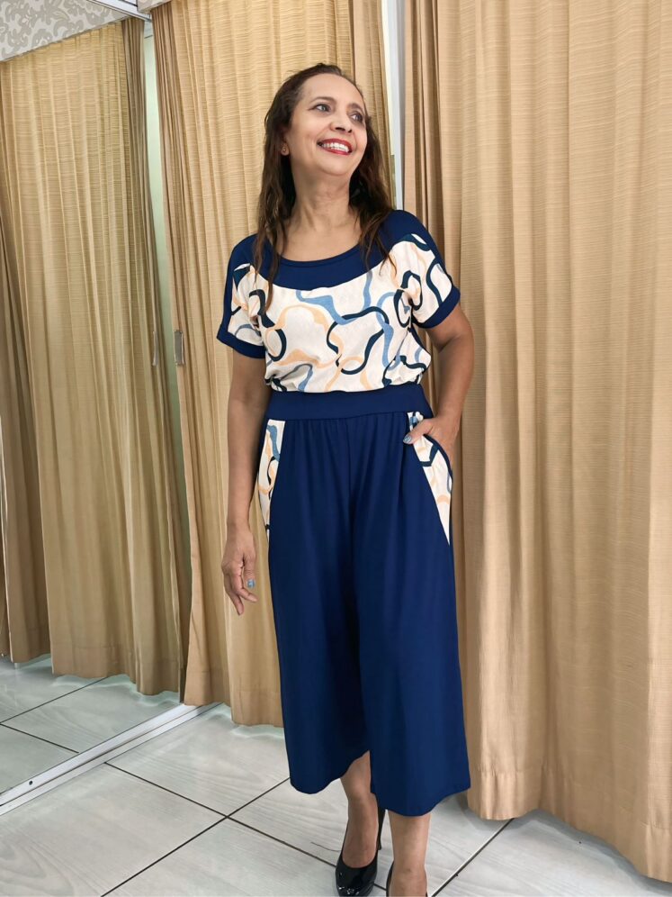 conjunto pantacourt estampado